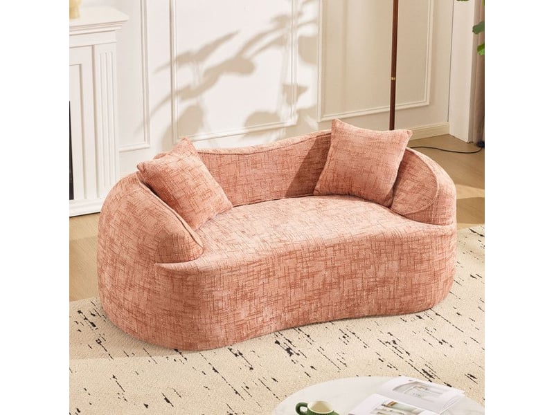  Canapé deux places courbé - rose - 170x87x65 cm - 25 kg - mousse+ressort - 2 coussins inclus - prêt à l'emploi rose - Conforama C