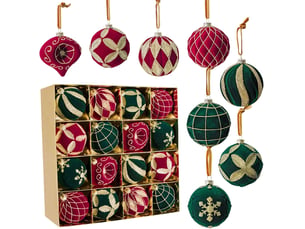 Lot de 16 boules de noël 8 cm, décorations suspendues pour sapin de noël, ornements de fête pour maison, vin et vert foncé
