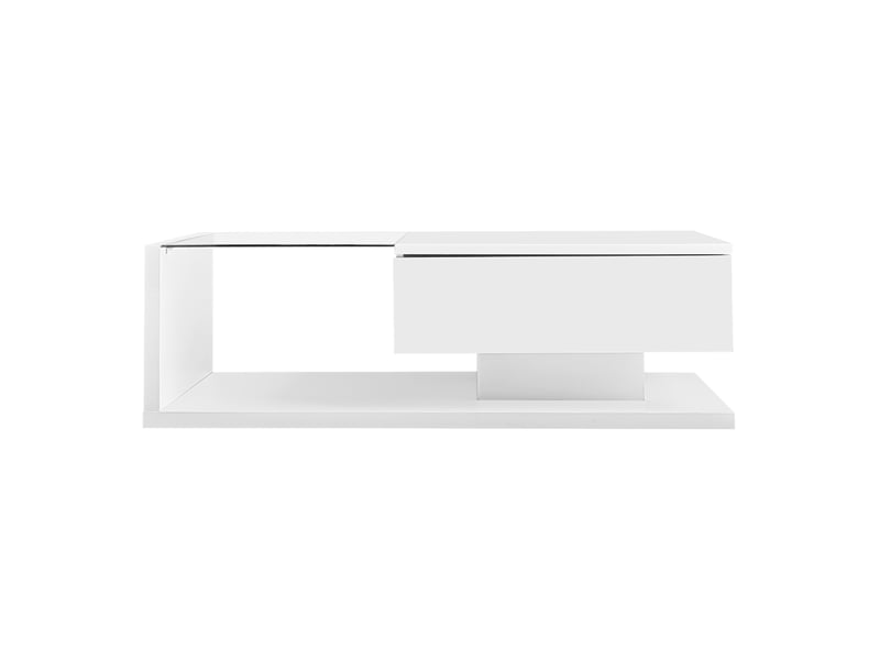  Table basse blanc brillant, avec verre et éclairage led  - Conforama A