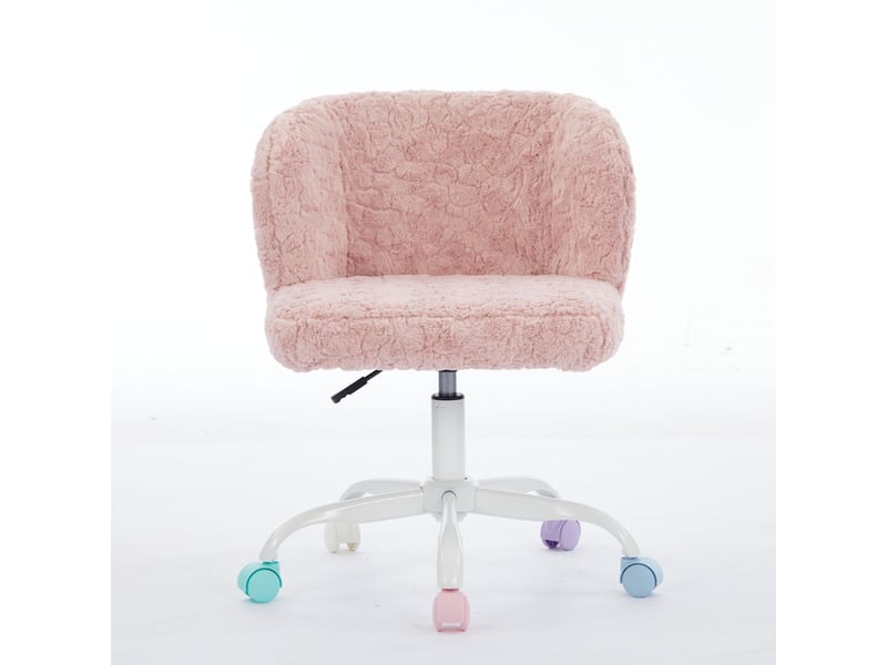  Chaise de bureau pivotante réglable en fausse fourrure rose 55x57x81 cm W3223P458004 - Conforama A