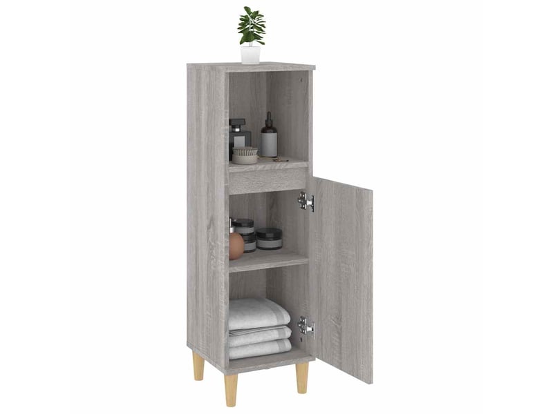  Meuble salle de bain rangement, commode sonoma gris 30x30x100 cm shl1282  - Conforama D