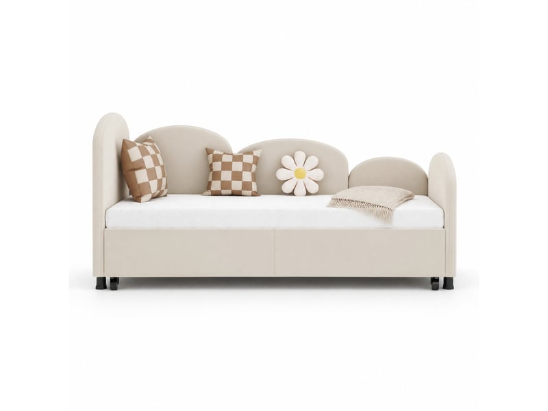  Lit enfant en forme de fleur beige 90 x 200 cm avec tiroir de rangement  - Conforama A