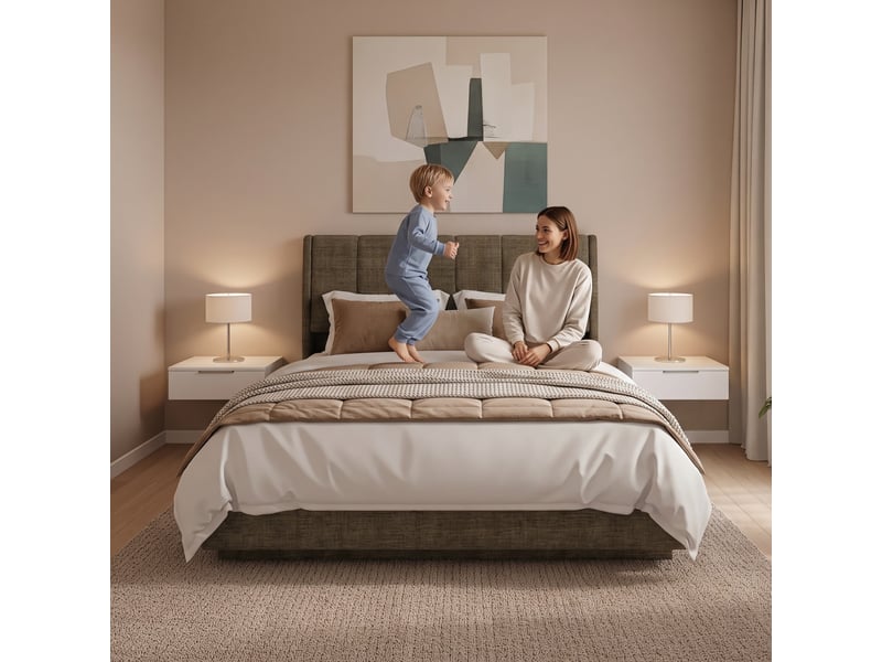  Lit double capitonné tröstiar avec éclairage led 160 x 200 cm vert [en.casa] Tröstiar - Conforama C
