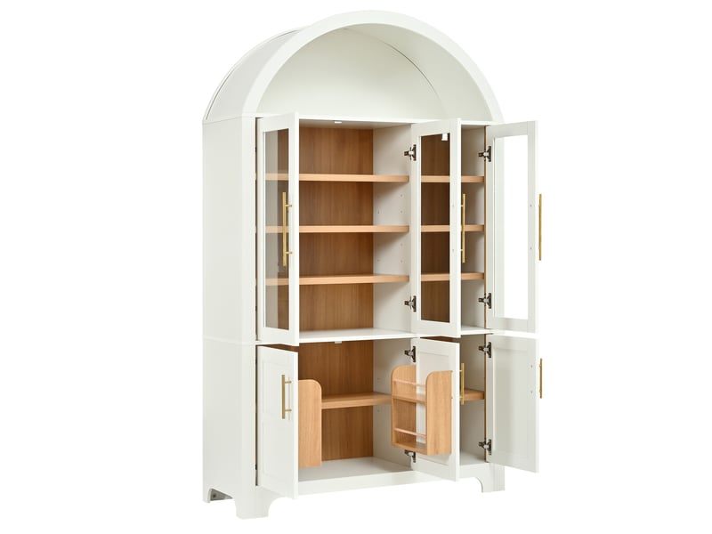 Buffet vitrine,110x40x185 cm,avec rangement,mdf et panneaux de particules,blanc - Conforama C
