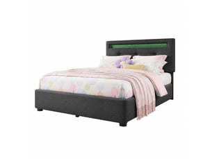 Lit avec rangement 90x200 cm ULQENI coloris gris
