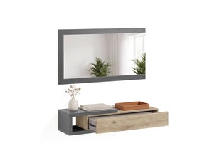 Armoire de couloir derek avec miroir gris grafito - alpine oak 95 x 19 x 26 cm