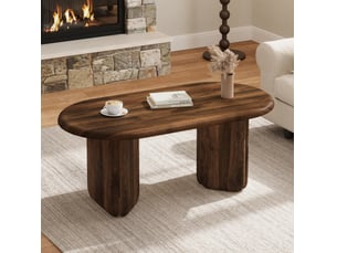 Table basse ovale coloris bois foncé <strong>CHICFURN</strong> <strong></strong> - 50 cmx99 cm