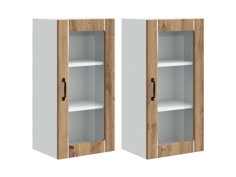  Meuble mural de cuisine, cabinet en verre mural 2 pcs chêne artisanal shl1895  - Conforama A