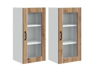 Meuble mural de cuisine, cabinet en verre mural 2 pcs chêne artisanal shl1895