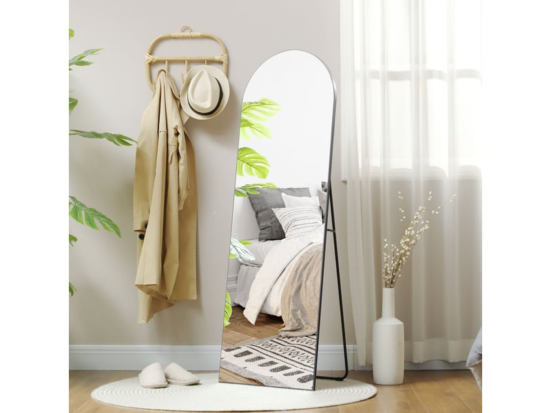  Miroir sur pied arqué pleine longueur 150 x 50 cm, à poser, à fixer au mur ou sans cadre, noir  - Conforama D