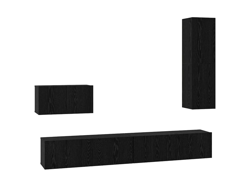  Meuble tv - banc tv - meuble de rangement mural 4 pcs chêne noir bois d'ingénierie  - Conforama A