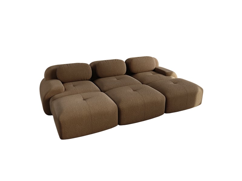 Canapé modulable, canapé 3 places, en velours tricoté, marron, sans montage, sans structure, home cinéma, pour salon - Conforama E