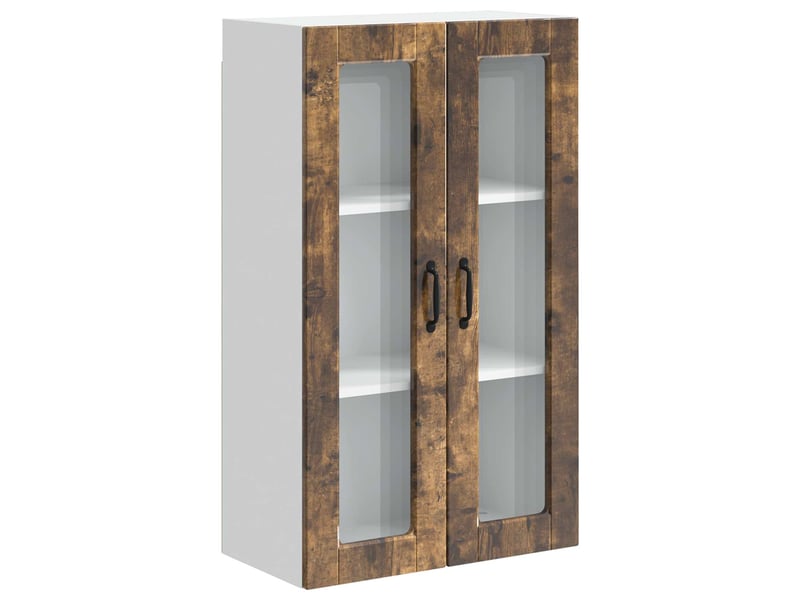 Meuble mural de cuisine, cabinet en verre mural chêne fumé 60x31x100cm shl3721 - Conforama A