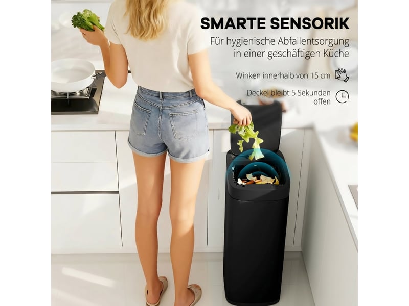 Poubelle de cuisine sans contact de 50 l avec capteur de mouvement, résistance aux traces de doigts, réf. T3323p561404 - Conforama E