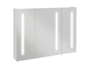 Armoire de toilette avec miroir led 3 portes, usb, étagère réglable, 90x70 cm, blanc (95 caractères)