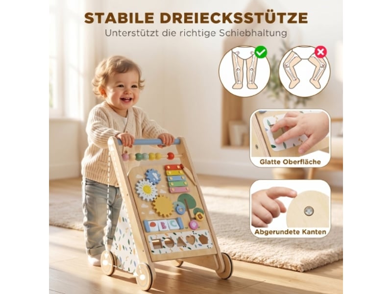 Trotteur bébé en bois, aide à la marche réglable, roues avec vitesse ajustable, blocs, dès 18 mois - Conforama B