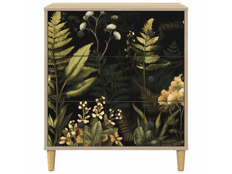  Commode chambre, meuble de rangement rhenen imprimé jungle tropical 66x36,5x75 cm sonoma  - Conforama D