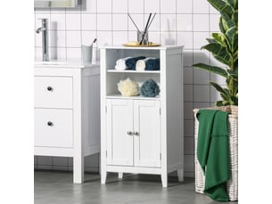 Meuble de salle de bain avec étagères réglables et 2 portes, meuble de salle de bain multifonctionnel en bois, blanc, 50 x 30 x 93 cm