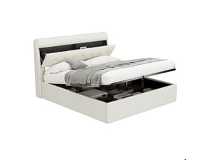 Lit coffre 160x200 cm OKWISH coloris blanc