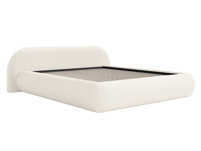  Selsey shels - lit rembourré - 200x200 cm - bouclé crème Shels Low - Conforama D