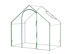 Serre de jardin compacte 180x100x168 cm – verte et transparente – porte zippée, fenêtre d'aération et accès pratique