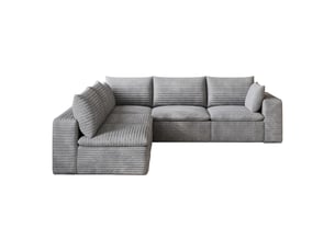 Canapé cloud 5 places 260x250x60 cm, grand canapé de salon en velours côtelé, double couche, coussins amovibles, sans montage, gris