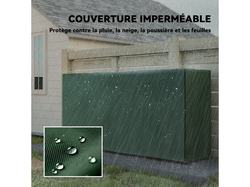  Range-bûches extérieur avec housse, métal noir, capacité 0,6 m³, 200 x 36 x 99 cm  - Conforama R