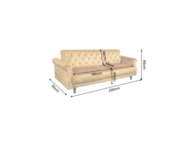 Canapé convertible miles 3 places 220x90cm - velours jaune moutarde - couchage 110x180cm - Conforama C