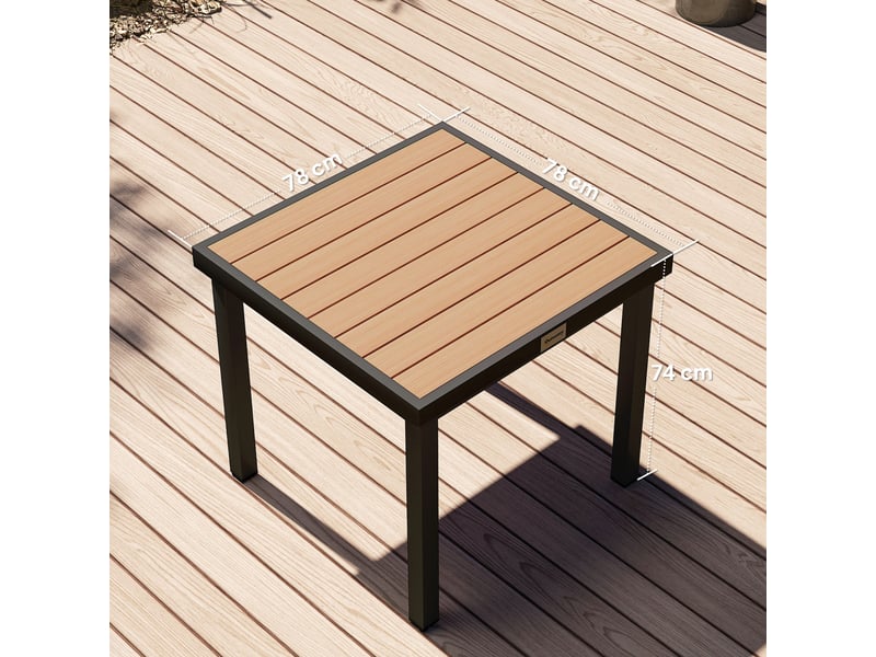  Table jardin plastique 78x78x74 cm, intempéries, aluminium, buffetcamping 4 pers.balconterrasse, noire.  - Conforama E