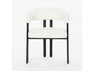Chaise de salle à manger moderne en cuir synthétique, piètement métal, accoudoirs et dossier incurvé