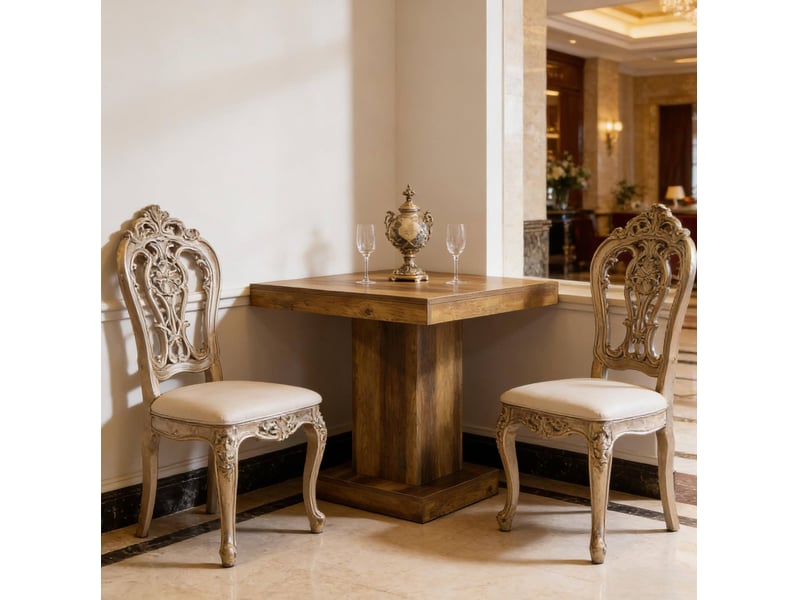  Table de salle à manger carrée 1 à 4 personnes, structure stable en mdf marron style rustique 80 × 80 × 75 cm  - Conforama E