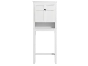 Colonne de salle de bain rangement optimisé blanc panneaux mdf 2 portes étagère ouverte rangement organisé système anti-basculement