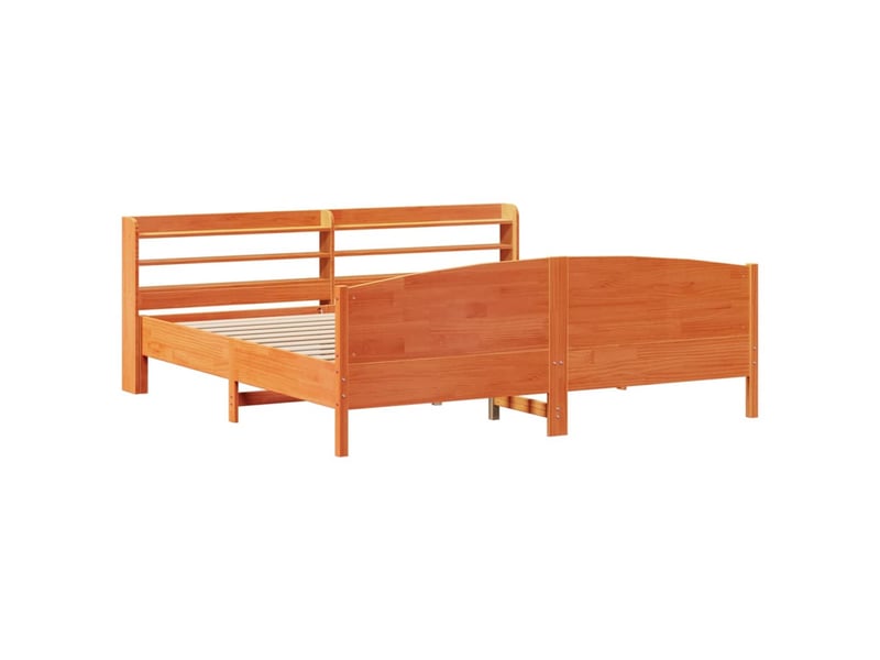 Lit double- lit adulte - cadre de lit sans matelas marron 200x200cm bois pin massif - Conforama B