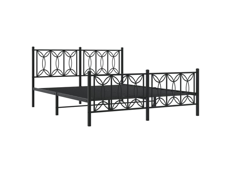 Lit double- lit adulte -  cadre de lit métal sans matelas avec pied de lit noir 150x200cm  - Conforama B