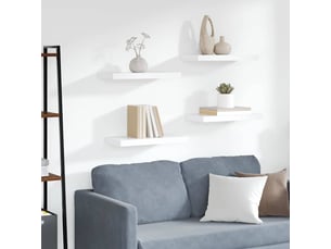 Lot de 4 étagères flottantes, étagères murales blanc 50x23,5x3,8 cm mdf cf43286