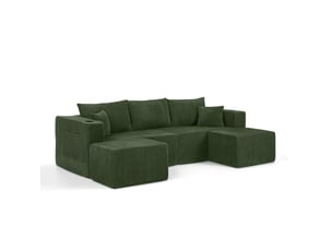 Canapé d'angle modulable tcqpz 230 x 138 x 75 cm 3 places velours côtelé vert