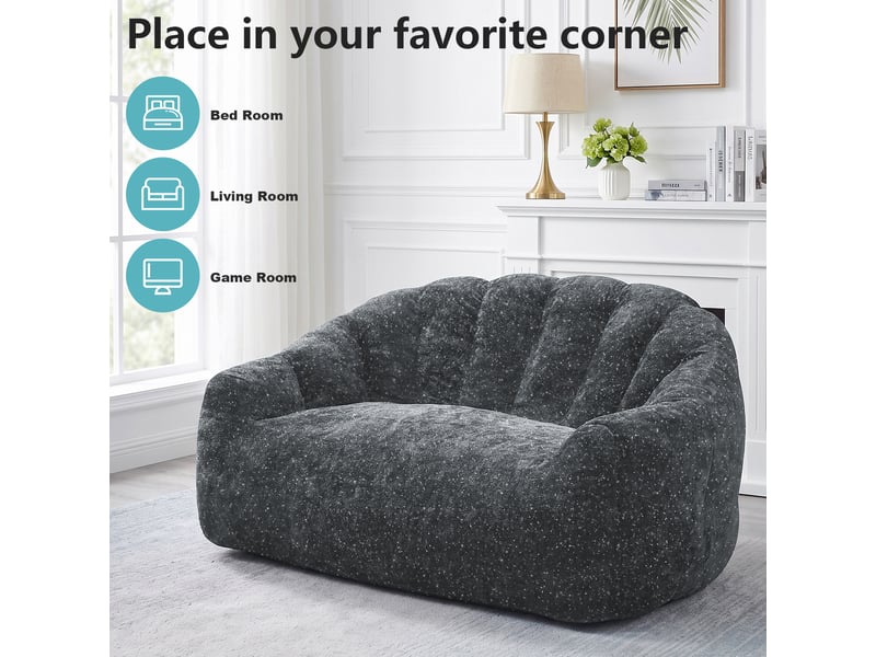 Pouf géant avec accoudoirs, design biomimétique patte d’ours, largeur 140 cm  - Conforama C