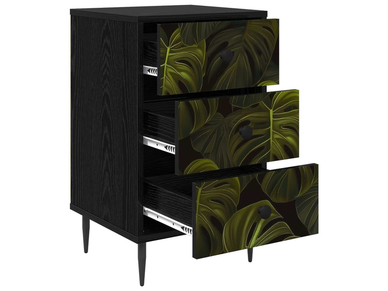  Table de chevet - cabinet de chevet - table de nuit elburg chêne noir 36 x 33 x 61 cm  - Conforama C