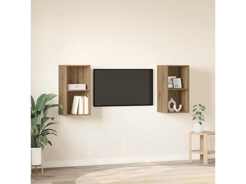  Ensemble meuble tv - banc tv - meuble de rangement 2 pcs chêne artisanal bois d'ingénierie  - Conforama D