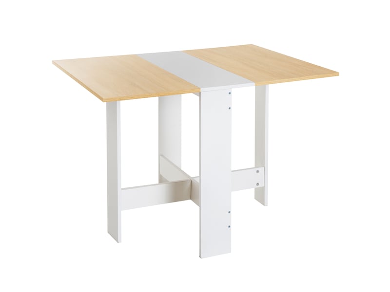  Table de cuisine pliable 103l x 76l x 74h cm en bois bicolore chêne blanc  - Conforama A
