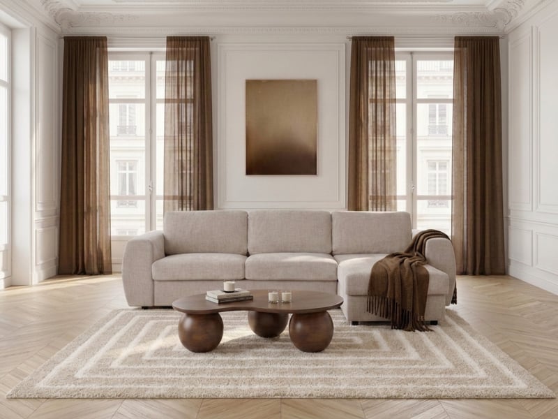  Bobochic canapé d'angle réversible convertible coffre hugo ouverture express tissu texturé beige 140x190 réversible HUGO - Conforama C