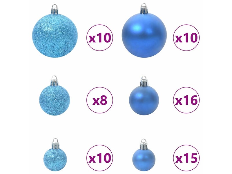 Ensemble de boules de noël 120 pcs 300 led blanc chaud ø 6 cm  - Conforama D