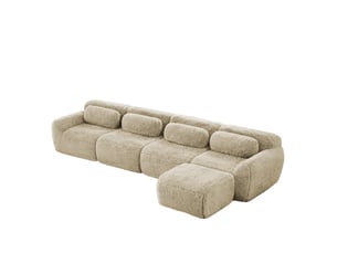 Canapé d'angle modulable 4 places sans montage 378x179 cm avec méridienne et coussins