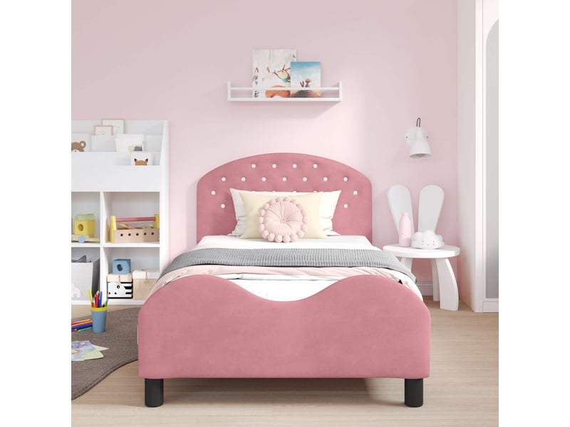  Cadre de lit pour enfants - lit jeune avec tête de lit rose 80 x 200 cm  - Conforama C