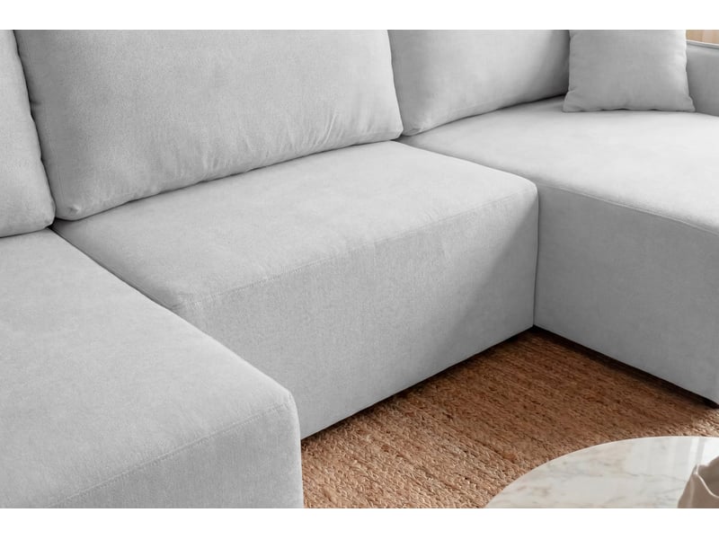 Sacha - canapé panoramique convertible tissu chiné 4 places blanc - Conforama E