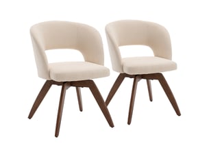 Lot de 2 chaises en bois foncé et tissu boucle beige holly