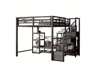 Lit mezzanine 140x200 cm <strong>OKMYHOME</strong>  <strong></strong> coloris noir