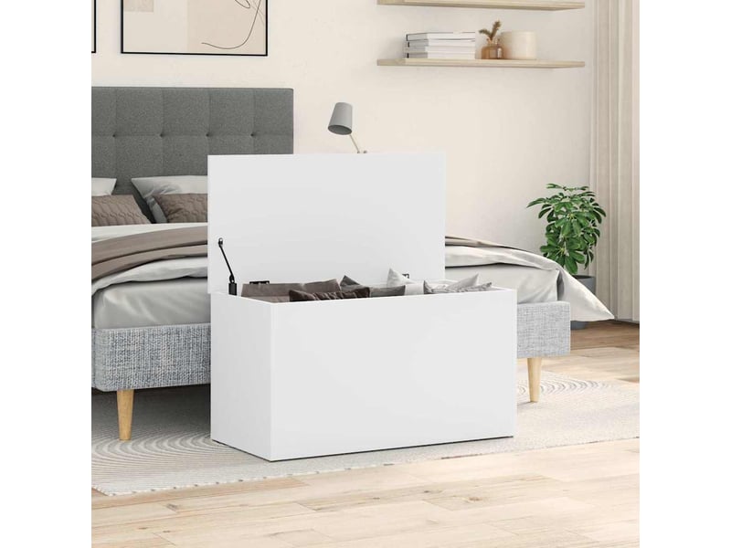  Coffre de rangement blanc 84x42x46 cm bois d'ingénierie  - Conforama D