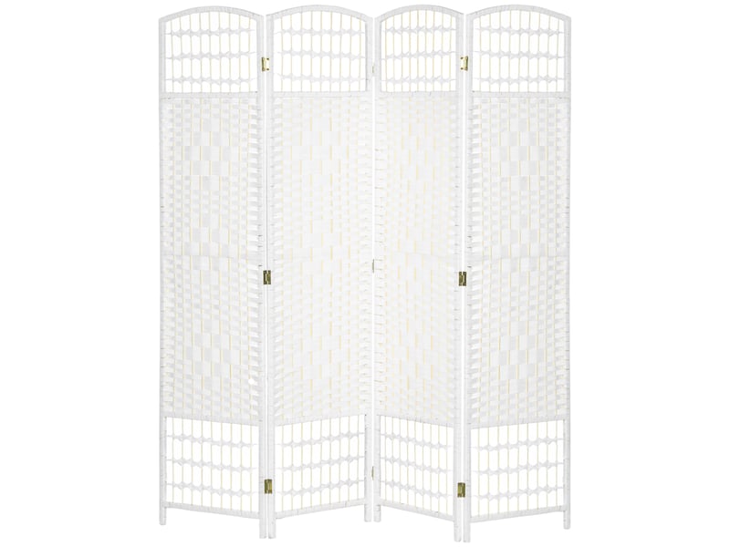  Paravent d'intérieur pliable à 4 panneaux, autoportant et tressé, 160x170 cm, blanc  - Conforama B