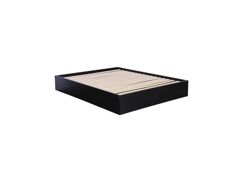  Lit coffre sommier à lattes 160x200cm décor bois noir - lift  - Conforama C
